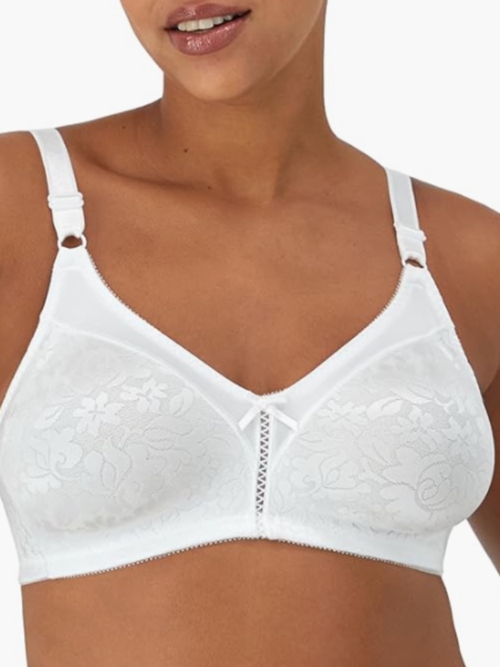 Bali Women's Double Support Lace Wireless Bra White Size 40B 12196